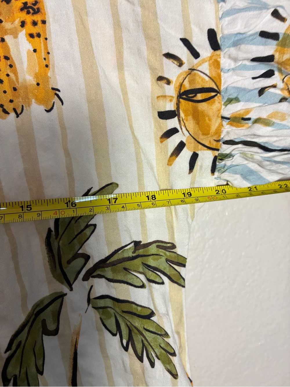 Anthropologie Cream and Blue Striped Maxi Dress with Leopard Print Cotton Blend - Picture 8 of 11